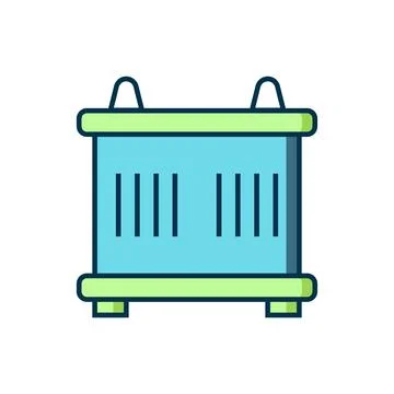Filled outline Container icon isolated on white background. Crane lifts a c.. 스톡 일러스트