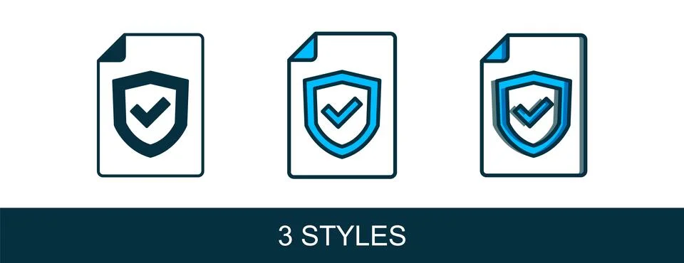Filled outline Contract with shield icon isolated on white background. Insu.. Stock Illustration