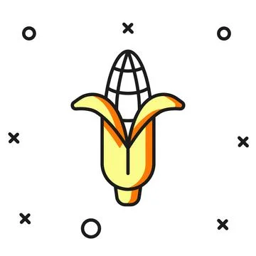 Filled outline Corn icon isolated on white background. Flat filled outline .. Stock Illustration