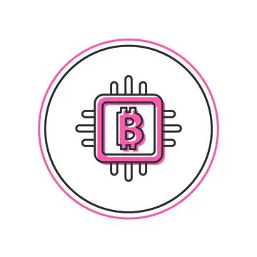 Filled outline CPU mining farm icon isolated on white background. Bitcoin sig 스톡 일러스트