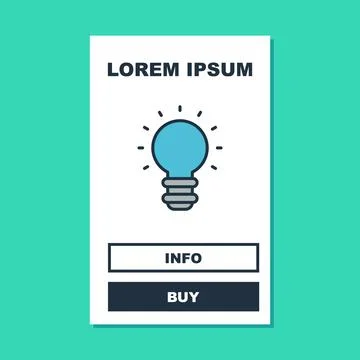 Filled outline Creative lamp light idea icon isolated on turquoise background Stock Illustration