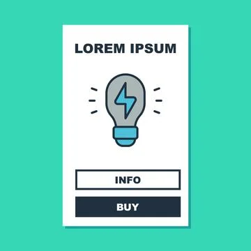 Filled outline Creative lamp light idea icon isolated on turquoise background Stock Illustration