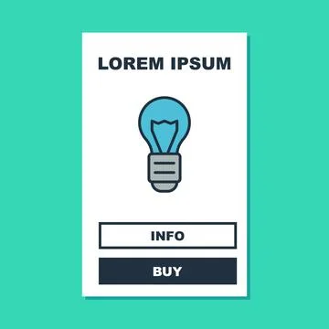 Filled outline Creative lamp light idea icon isolated on turquoise background Stock Illustration