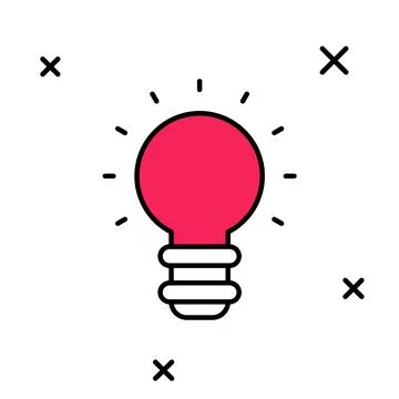 Filled outline Creative lamp light idea icon isolated on white background Stock Illustration
