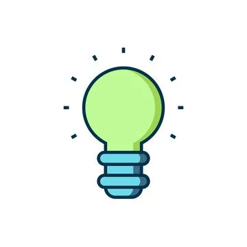 Filled outline Creative lamp light idea icon isolated on white background. Co Stock Illustration