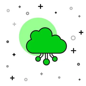 Filled outline Cryptocurrency cloud mining icon isolated on white background. Stockillustratie