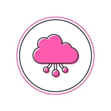 Filled outline Cryptocurrency cloud mining icon isolated on white background Illustrazione stock