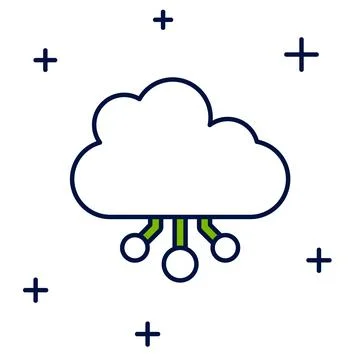 Filled outline Cryptocurrency cloud mining icon isolated on white background イラスト素材