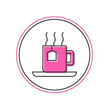 Filled outline Cup of tea with tea bag icon isolated on white background. Vector Stock Illustration