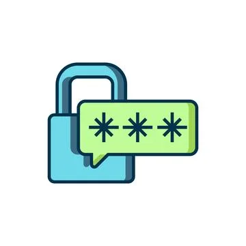Filled outline Cyber security icon isolated on white background. Closed pad.. Illustrazione stock