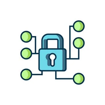 Filled outline Cyber security icon isolated on white background. Closed pad.. Illustrazione stock