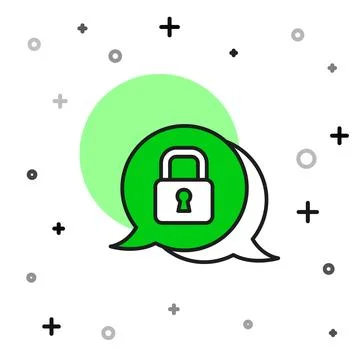 Filled outline Cyber security icon isolated on white background. Closed pad.. Illustrazione stock
