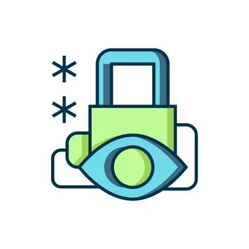 Filled outline Cyber security icon isolated on white background. Closed pad.. Stock Illustration