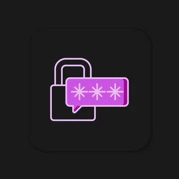 Filled outline Cyber security icon isolated on black background. Closed pad.. Stock Illustration