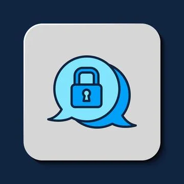 Filled outline Cyber security icon isolated on blue background. Closed padl.. Stockillustratie