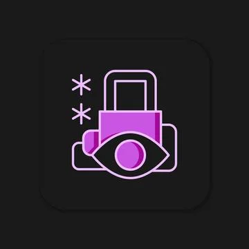 Filled outline Cyber security icon isolated on black background. Closed pad.. 스톡 일러스트