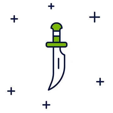 Filled outline Dagger icon isolated on white background. Knife icon. Sword wi Stock-Illustration