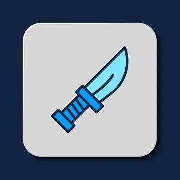 Filled outline Dagger icon isolated on blue background. Knife icon. Sword wit Stock Illustration