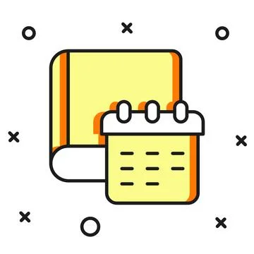 Filled outline Daily paper notepad icon isolated on white background. Flat .. Stock Illustration