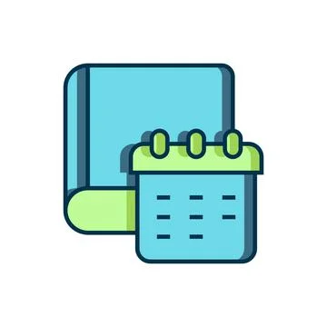 Filled outline Daily paper notepad icon isolated on white background. Flat .. Stock Illustration