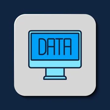 Filled outline Data analysis icon isolated on blue background. Business data Stock Illustration