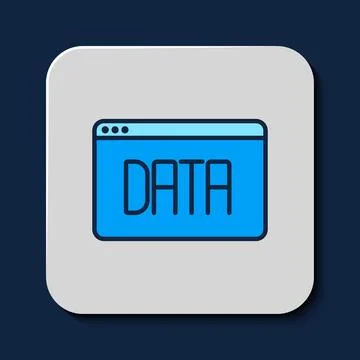 Filled outline Data analysis icon isolated on blue background. Business data  스톡 일러스트