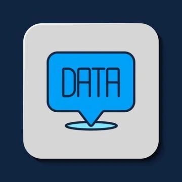 Filled outline Data analysis icon isolated on blue background. Business dat.. Illustrazione stock