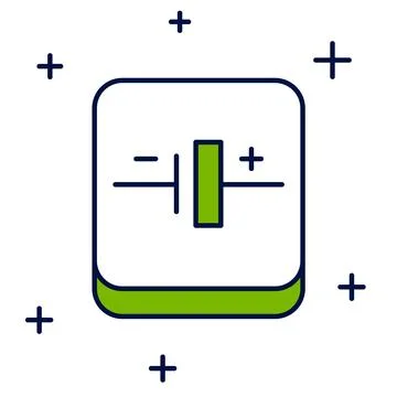 Filled outline DC voltage source icon isolated on white background. Vector イラスト素材