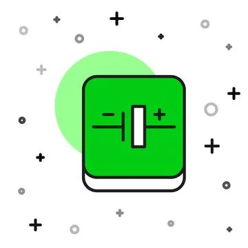 Filled outline DC voltage source icon isolated on white background. Vector イラスト素材