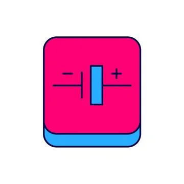 Filled outline DC voltage source icon isolated on white background. Vector 스톡 일러스트