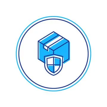 Filled outline Delivery security with shield icon isolated on white background Stock Illustration