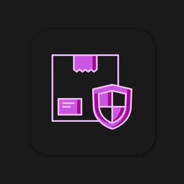 Filled outline Delivery security with shield icon isolated on black backgro.. Stock Illustration