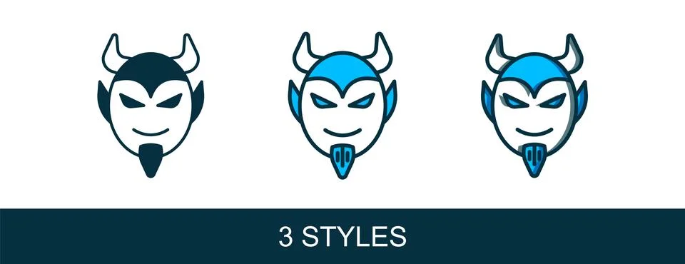 Filled outline Devil head icon isolated on white background. Happy Hallowee.. Stockillustratie