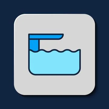 Filled outline Diving board or springboard icon isolated on blue background.. Stock Illustration
