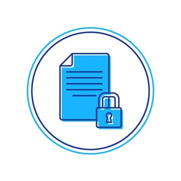 Filled outline Document and lock icon isolated on white background. File format Stock Illustration