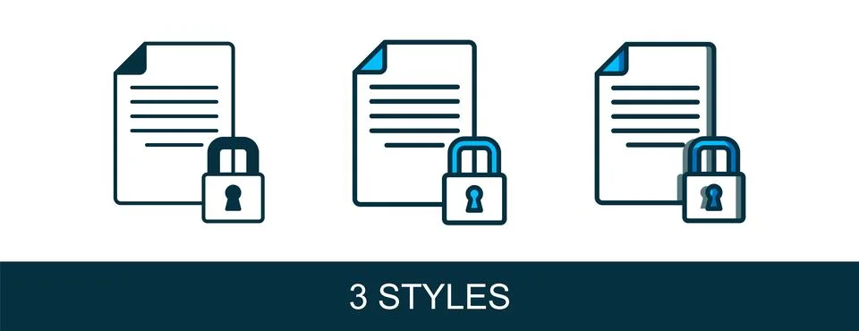 Filled outline Document and lock icon isolated on white background. File fo.. Stock Illustration