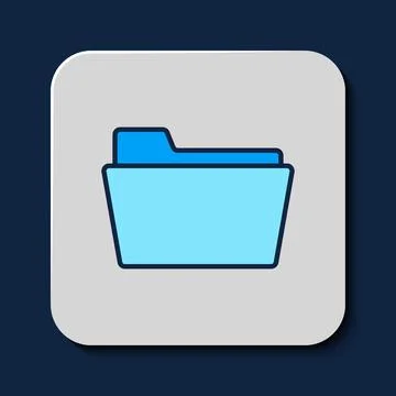 Filled outline Document folder icon isolated on blue background. Accounting b 스톡 일러스트