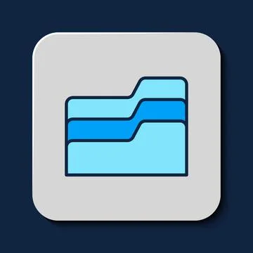 Filled outline Document folder icon isolated on blue background. Accounting b 스톡 일러스트