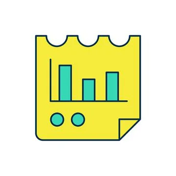 Filled outline Document with graph chart icon isolated on white background Stock-Illustration