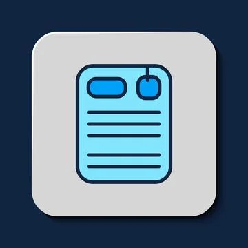Filled outline Dossier folder icon isolated on blue background. Vector Stock Illustration