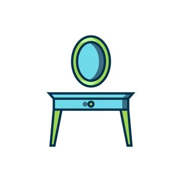 Filled outline Dressing table icon isolated on white background. Flat fille.. Stock Illustration