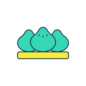 Filled outline Dumpling icon isolated on white background. Traditional chinese Stock Illustration