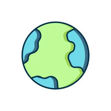 Filled outline Earth globe icon isolated on white background. World or Eart.. Stock Illustration