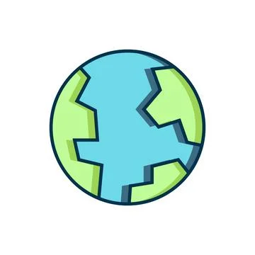 Filled outline Earth globe icon isolated on white background. World or Eart.. Illustrazione stock