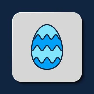 Filled outline Easter egg icon isolated on blue background. Happy Easter. Vector Stock Illustration