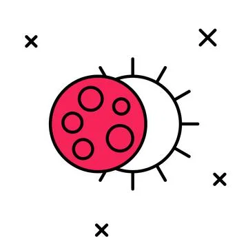 Filled outline Eclipse of the sun icon isolated on white background. Total sonar Ilustração Stock