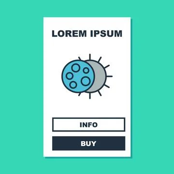 Filled outline Eclipse of the sun icon isolated on turquoise background. Total Ilustração Stock