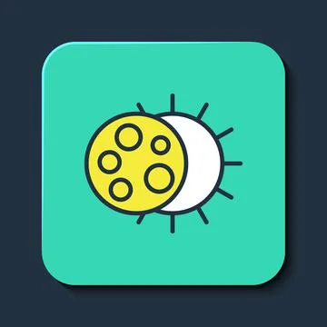 Filled outline Eclipse of the sun icon isolated on blue background. Total sonar Stock Illustration
