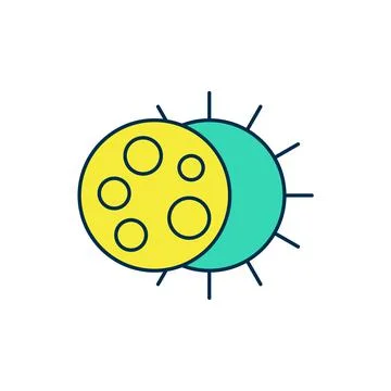 Filled outline Eclipse of the sun icon isolated on white background. Total sonar Ilustração Stock