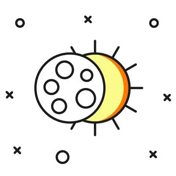 Filled outline Eclipse of the sun icon isolated on white background. Total .. 스톡 일러스트